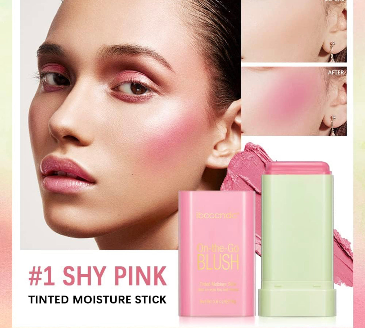 Blush Stick 2-in-1 Cheek and Lip Tint Soft Cream On-the-Go Blush Stick Blendable for Cheek Makeup,Blush Stick for Cheeks and Lips