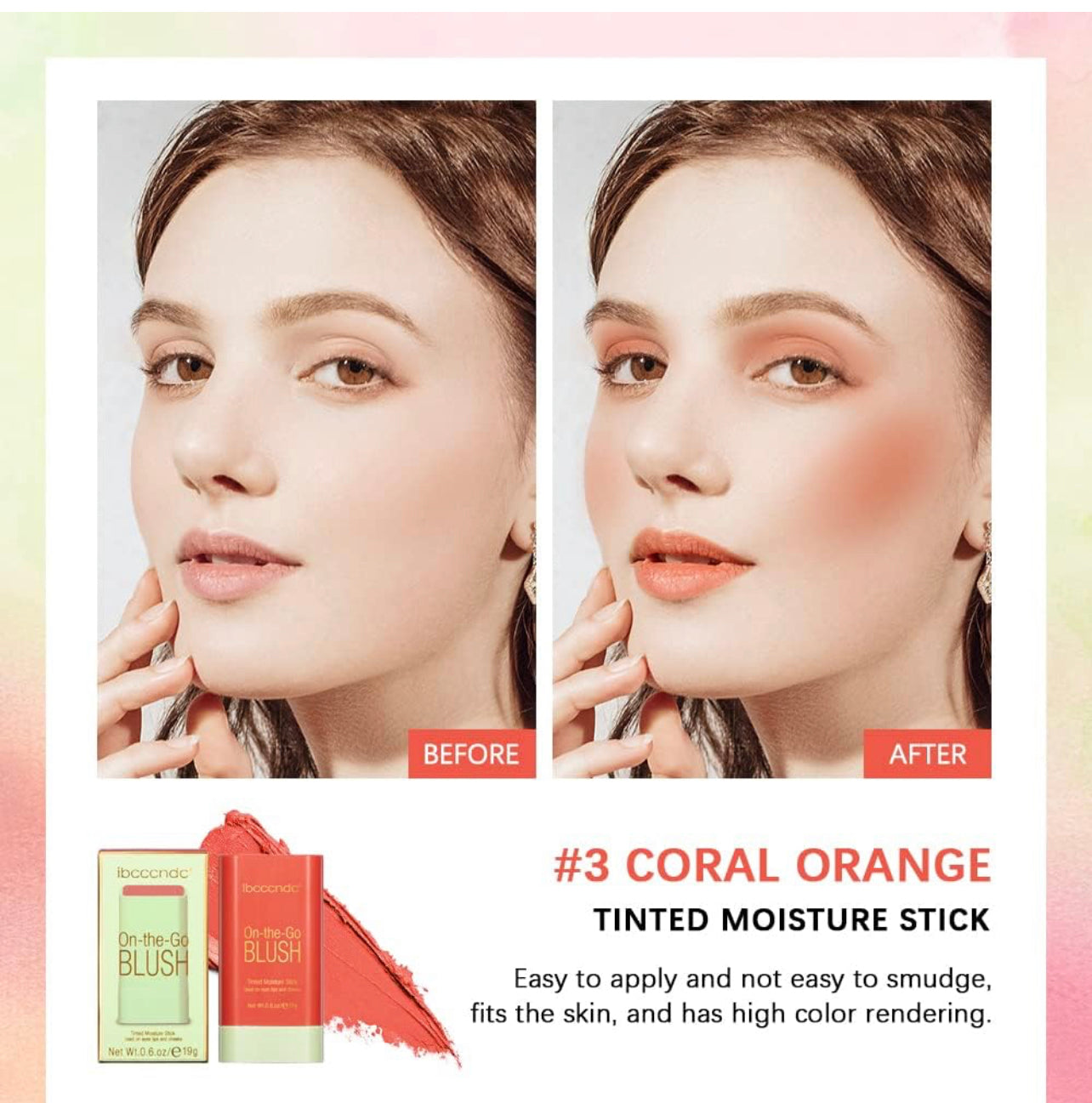 Blush Stick 2-in-1 Cheek and Lip Tint Soft Cream On-the-Go Blush Stick Blendable for Cheek Makeup,Blush Stick for Cheeks and Lips