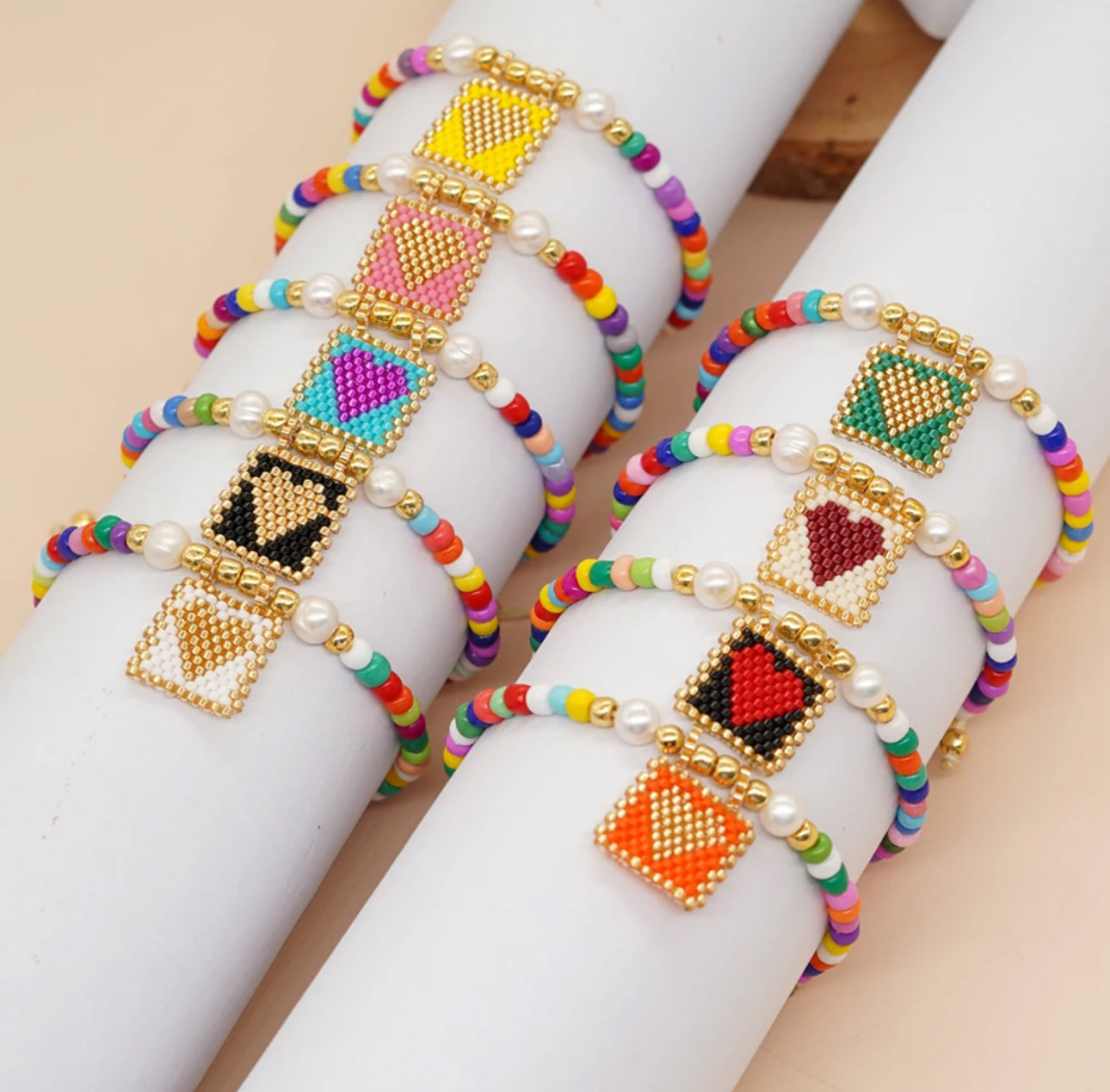 MIYUKI BEAD BRACELET(gold and mixed beads)PULSERAS MIYUKI(dorado y colores mixtos)