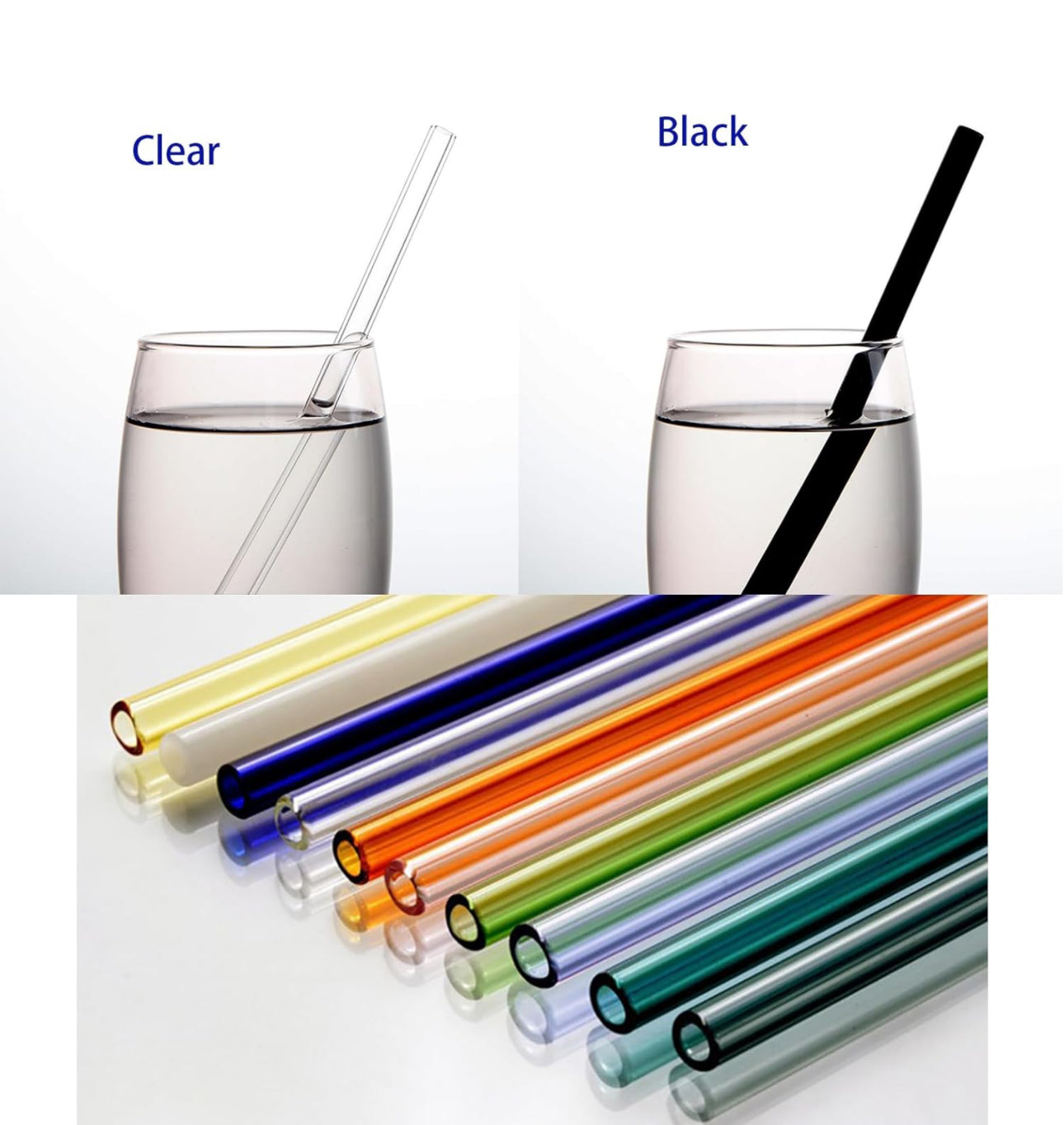 STRAIGHT COLORFUL GLASS STRAWS