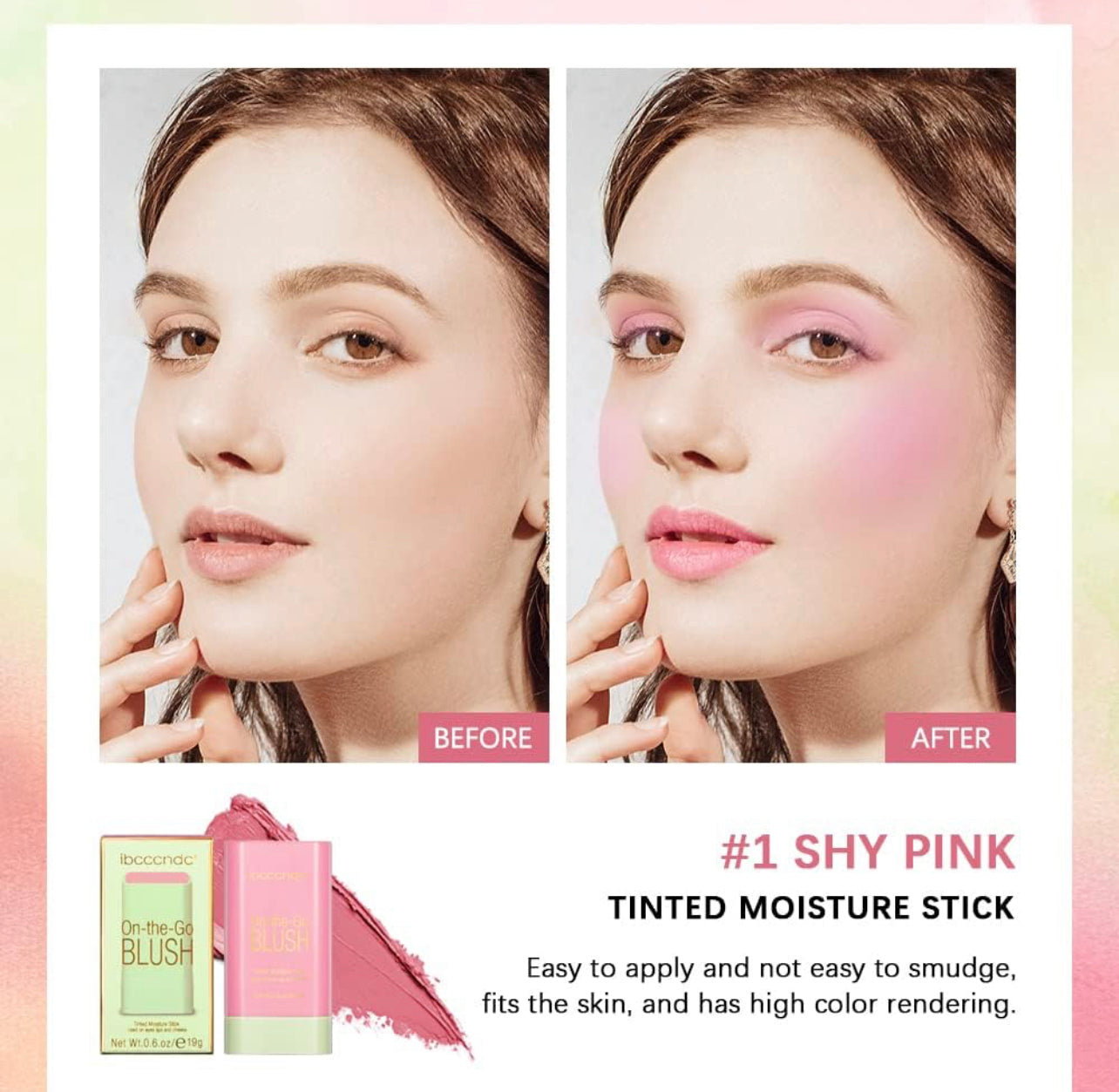 Blush Stick 2-in-1 Cheek and Lip Tint Soft Cream On-the-Go Blush Stick Blendable for Cheek Makeup，Blush Stick for Cheeks and Lips