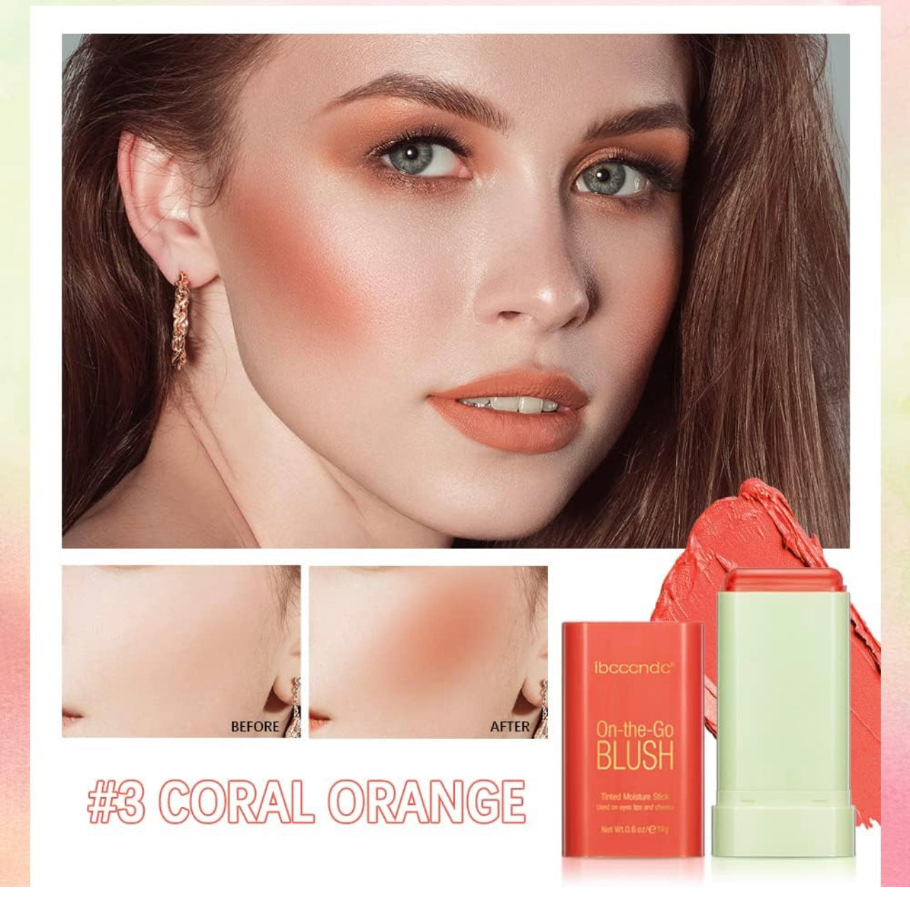 Blush Stick 2-in-1 Cheek and Lip Tint Soft Cream On-the-Go Blush Stick Blendable for Cheek Makeup，Blush Stick for Cheeks and Lips
