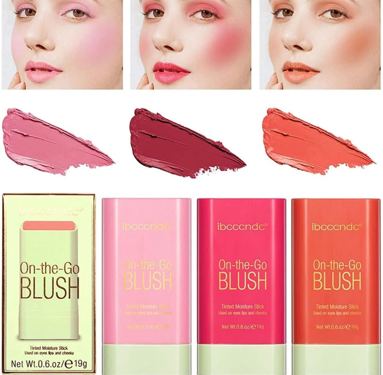 Blush Stick 2-in-1 Cheek and Lip Tint Soft Cream On-the-Go Blush Stick Blendable for Cheek Makeup，Blush Stick for Cheeks and Lips
